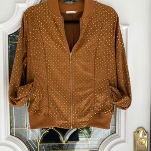 Brown and Gold metallic Bomber Jacket, NWOT